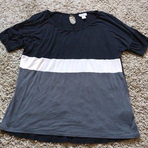 Worthington - Size Petite Small - Black Gray and Tan Blouse